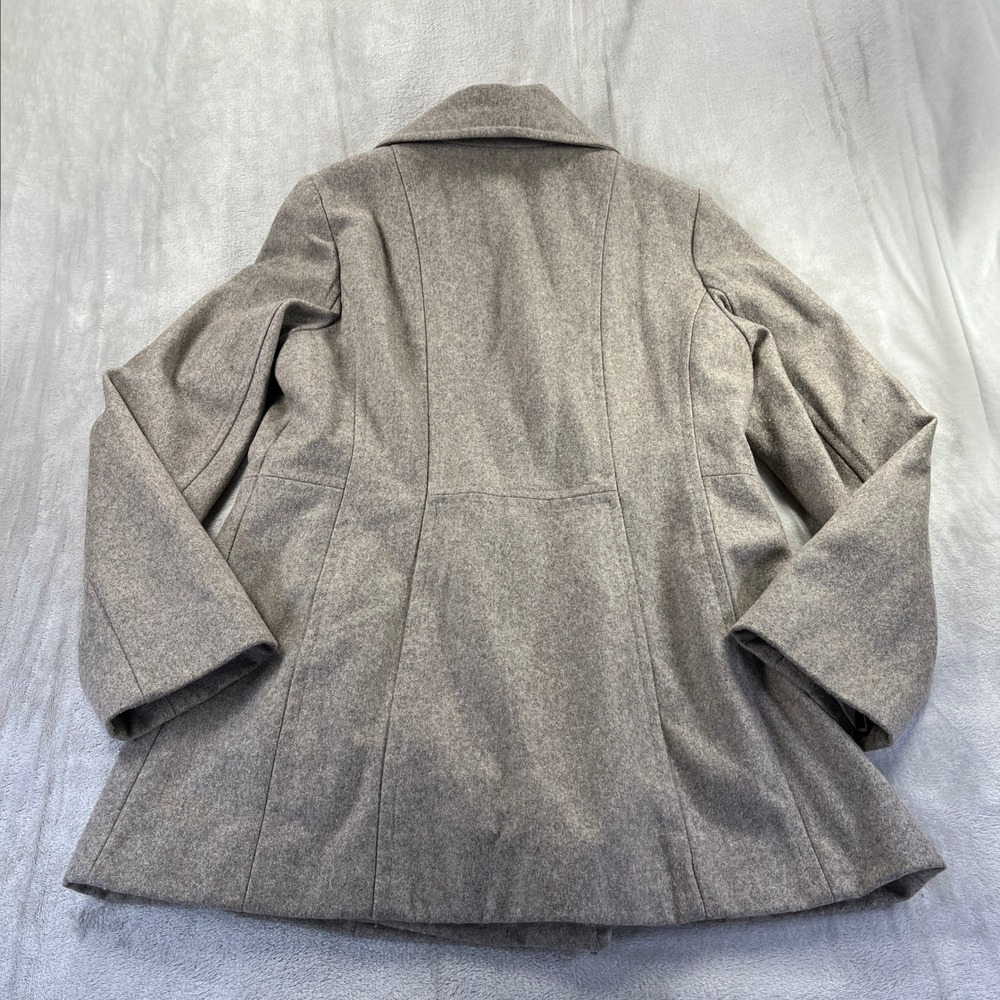 London Fog Pea Coat Women M Tan Wool Blend Double Breasted Timeless Fall Neutral - Picture 6 of 11